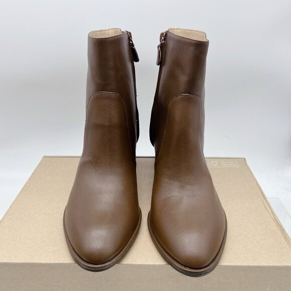Stuart Weitzman Ryland 60 Zip Leather Ankle Heeled Boots Booties Brown US 9.5 - Picture 5 of 14